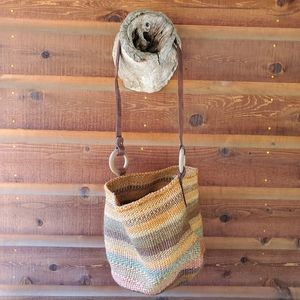 Vintage Boho Southwestern Woven Basket Market Bag